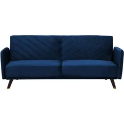 3-SITZER-SCHLAFSOFA Samtstoff Blau Senja