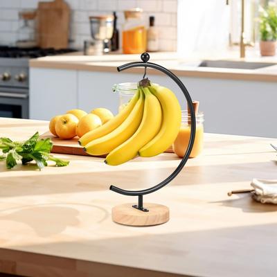 Uplift Essentials Creative Moon Shaped Architectural Banana Holder Rack black