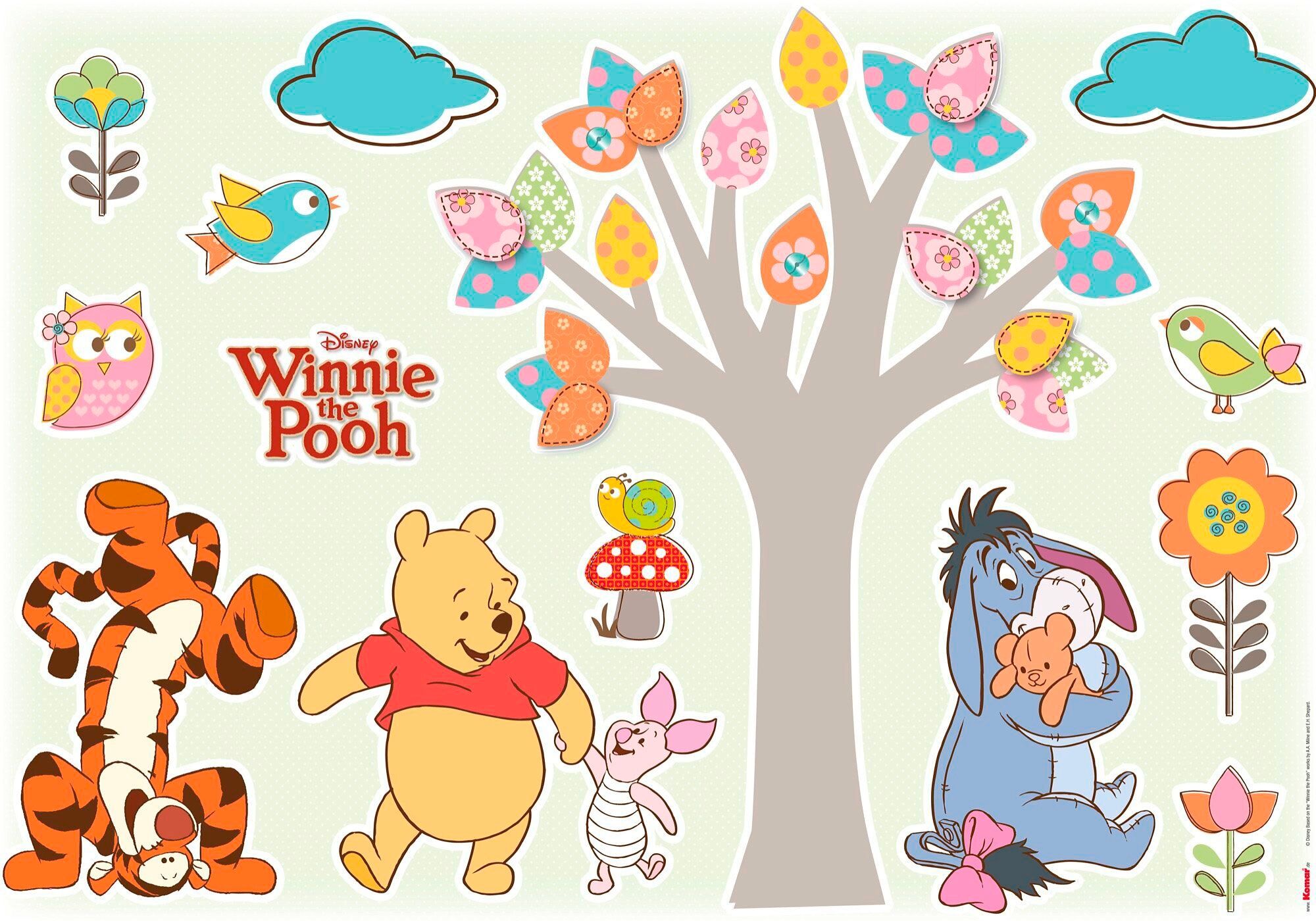 Wandtattoo KOMAR "Winnie the Pooh Nature Lovers - Grösse 50 x 70 cm", bunt, B:50cm H:70cm, Folie, Wandtattoos, Wandtattoo, selbstklebend, Wandsticker, Kinderzimmer bunt B/H/T: 50cm x 70cm, Baum Tiere