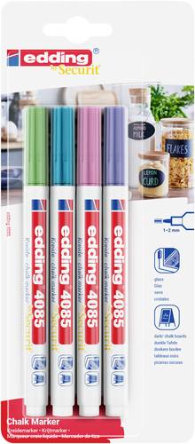 Edding 4085 4-4085-4-1MET Kreidemarker Blau (metallic), Grün (metallic), Pink (metallic), Violett metallic 1 mm, 2mm