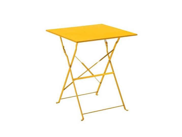 Table de jardin pliante bistrot 60 cm en acier jaune Rome - Oviala