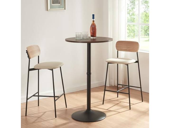 [en.casa] Bartisch Vantaa 100xØ60 cm mit Metallgestell rund Walnussoptik Stehtisch, Bistrotisch, Hochtisch, Loungetisch, Küchentisch, für Küche, Wohnzimmer, Festsaal