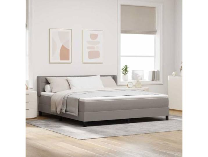 Boxspringbett mit Kopfteil taupe 200 x 180 cm Stoff Kopfteil verstellbar, 2 Höhen, Taschenfedern, massives Kiefernholz, Unterstützung 280 kg, minimalistisches Design