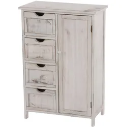 Décoshop26 - Kleine Kommode im Vintage-Stil Aufbewahrungsmöbel 82 x 55 x 30 cm Weiß im Used-Look 04_0002489