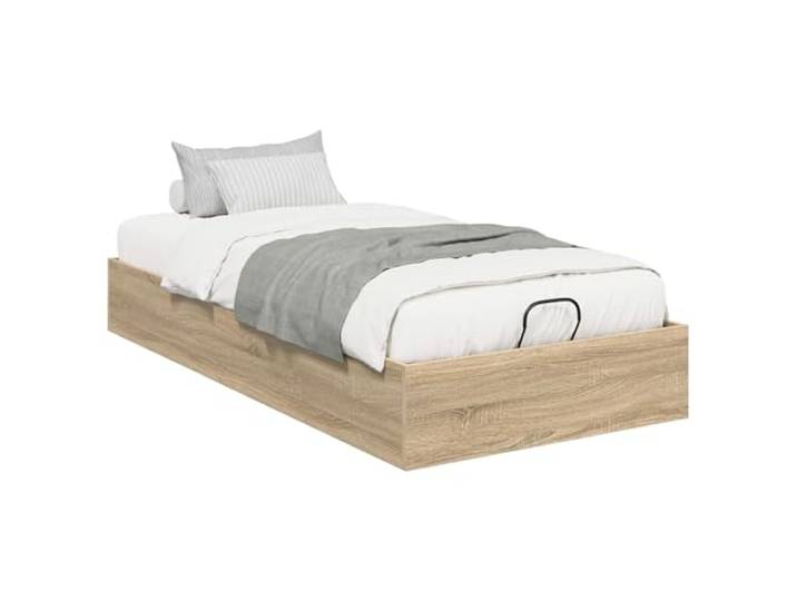 KKgypkn Holzwerkstoff Ottoman Bettgestell 193x90x25 cm mit Stauraum, Sonoma-Eiche, modernes Bettgestell mit Gaslift-Mechanismus, einfacher Aufbau