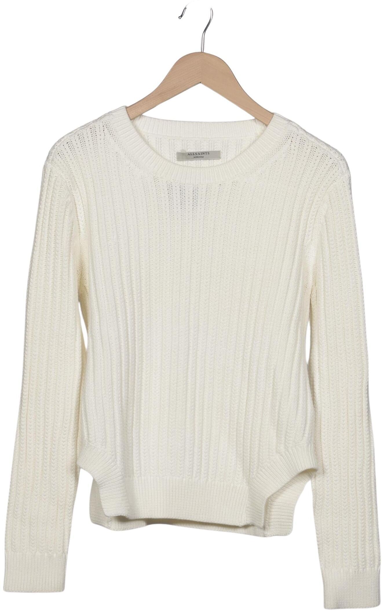 All Saints Damen Pullover, Cremeweiß, Gr. M, Baumwolle - Second Hand