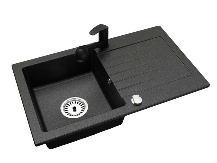 Faizee Home Küchenspüle Faizee Granitspüle 75 x 44 cm Schwarz