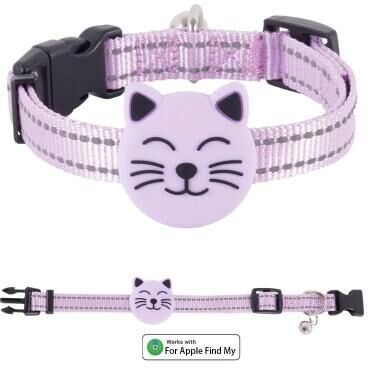 Inspired Finds Smart GPS Pet Tracker Collar Compatible With Apple Find My   AirTag Style Cat & Dog Anti Lost Tracking Collar purple
