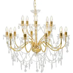 Helloshop26 - Klassischer Metall-Kronleuchter für das Wohnzimmer 80 x 74 cm 15 E14-Fassungen elegantes Design in Gold