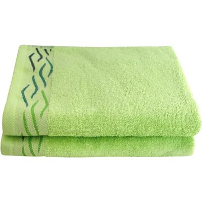 Handtücher DYCKHOFF "Wave", grün, B:50cm L:100cm, Frottier, Baumwolle, Handtücher, mit Jacquard-Bordüre