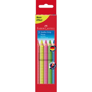 Faber-Castell Buntstifte Jumbo Grip Neon 110994, farbig sortiert, 5 Stück