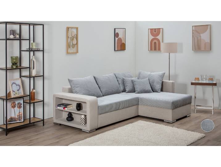 COLLECTION AB John L-Form, B: 226 cm Schlaffunktion, Bettkasten, Regalelement & 2 Zierkissen
