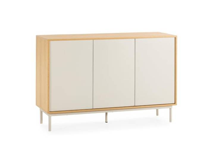 HOMN LIVING Sideboard Cuzco 3 türen Eiche-Optik/Grau, 120 cm (Breite) 40 cm (Tiefe) 80 cm (Höhe)
