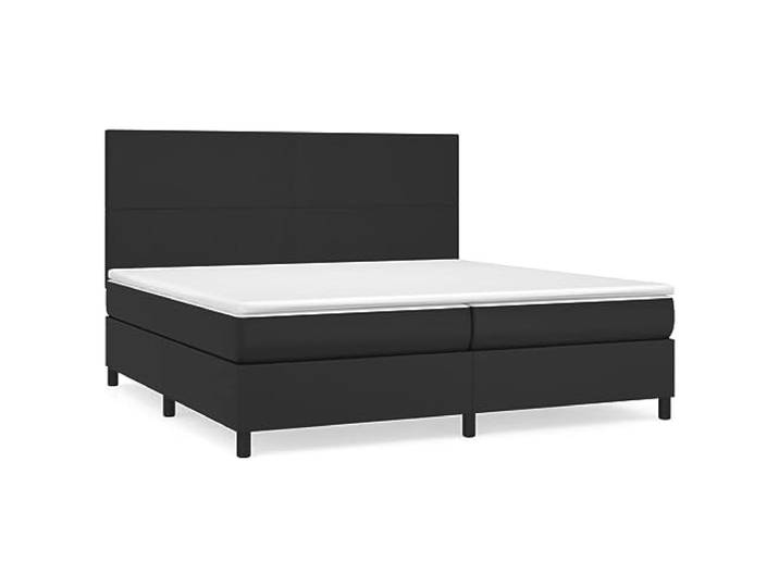 PUGYNBK Boxspringbett, 200 x 200 cm, Kunstleder, Schwarz Verstellbares Kopfteil, Taschenfederkernmatratze, mittlere Festigkeit, einfache Reinigung