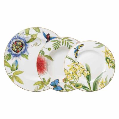 Geschirr-Set VILLEROY & BOCH "Tafelservice Amazonia Anmut 18er Set bunt", bunt, 18, Porzellan, Geschirr-Sets, Geschirr-Set, Handwäsche wird empfohlen