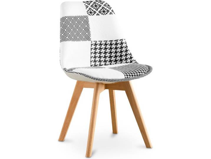 Chaise à manger Brielle design scandi rétro - noir et blanc premium Nouvelle Édition - Patchwork Max Blanc / Noir