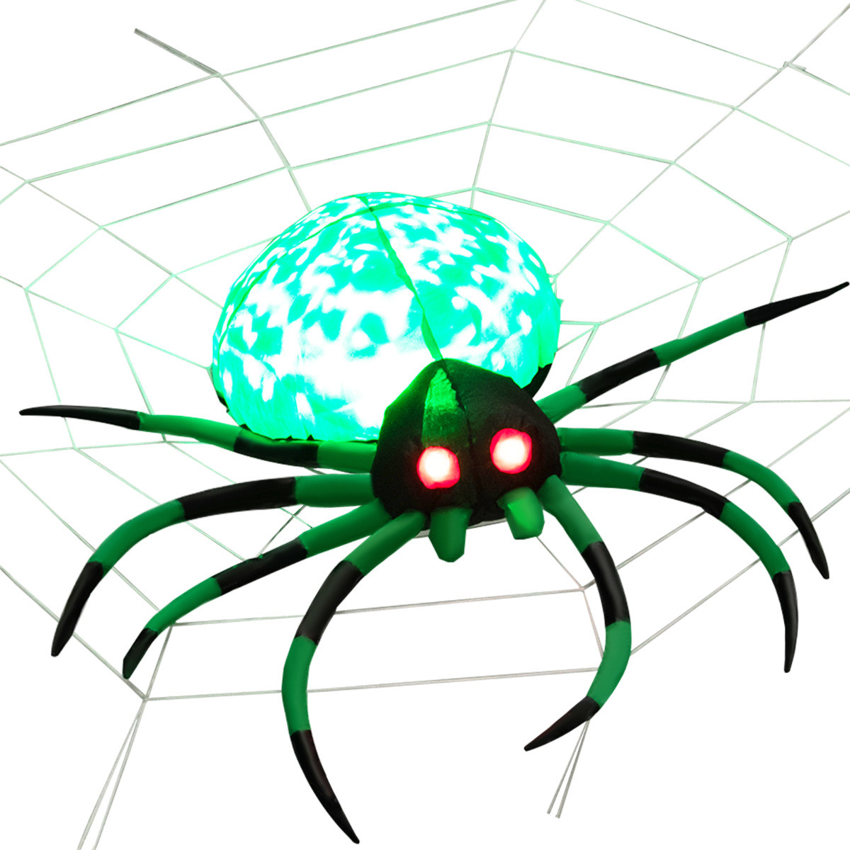 Costway Halloween Opblaasbare Spinnenwebspin met Roterend LED-Licht