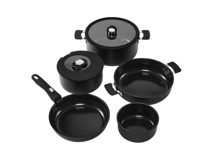 Topf-Set RESTO KITCHENWARE SAVE & STOCK Multifunktionales Stapelbares Set im Geschenkkarton , schwarz, Töpfe, Induktion, für alle Herdarten geeignet