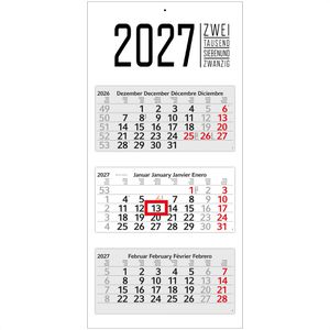 Geiger 3-Monatskalender Profil 3, 1 Monat = 1 Blatt, mit Datumsschieber, 33 x 70 cm, Jahr 2027