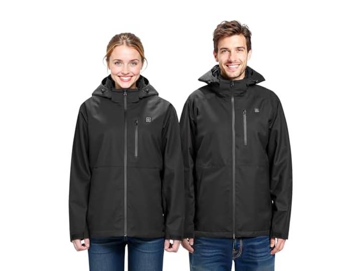 VEVOR Manteau Chauffant électrique Softshell Coupe-Vent imperméable léger avec 5 Zones de Chauffage et 3 réglages de Chaleur\, Lavable en Machine Femme
