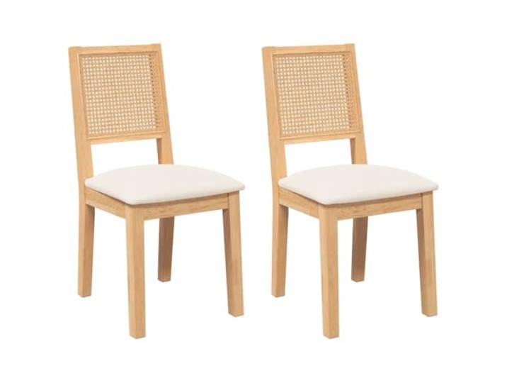 POUFGDR Essstühle mit Kissen, 2 Stück, Massivholz, Gummibaumholz 2 Stück, massives Gummibaumholz, inklusive Kissen, ergonomisches Design, Esszimmer, Wohnzimmer