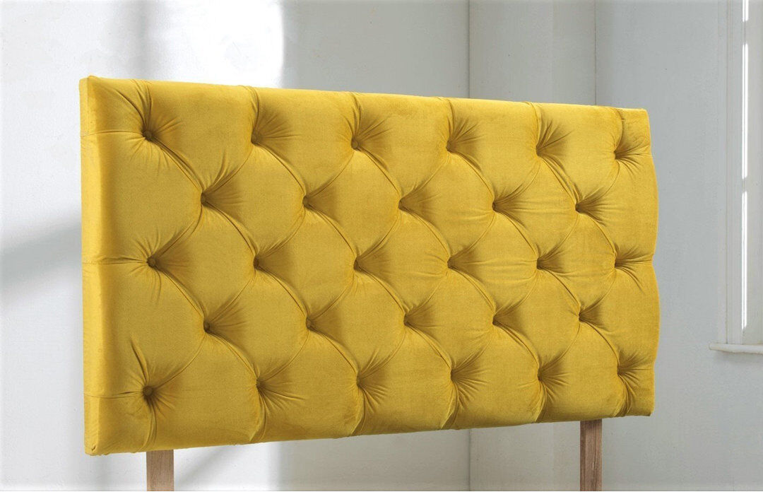 Fairmont Park Dealba Upholstered Velvet Headboard Mustard Small Double (4')