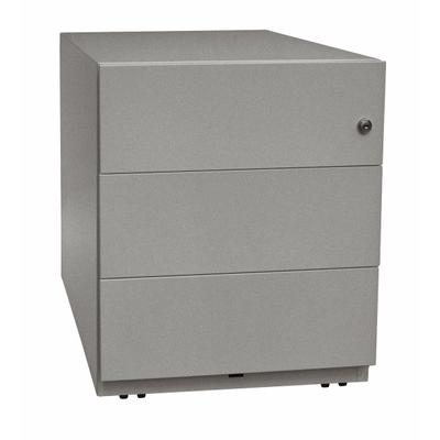 BISLEY Note Rollcontainer mit 3 Schüben aus Metall abschließbar in silber - Bürocontainer mit Schloss für DIN A4 Dokumente, Kleinteile &