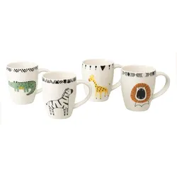 CreaTable, Kindergeschirr + Kinderbesteck, Safari Becher 4-tlg Bunt