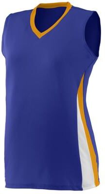 Augusta Sportswear 1355 Athletic Women's Tornado Jersey T-Shirt in Purple/Gold/White size Large   Polyester