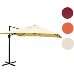 Gastronomie-Ampelschirm HWC-A96, 3x4m (Ø5m) Polyester Alu/Stahl 26kg ~ creme ohne Ständer