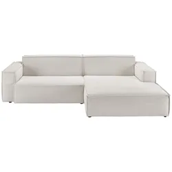 KAWOLA Sofa SAMU Ecksofa Feincord silber Recamiere rechts