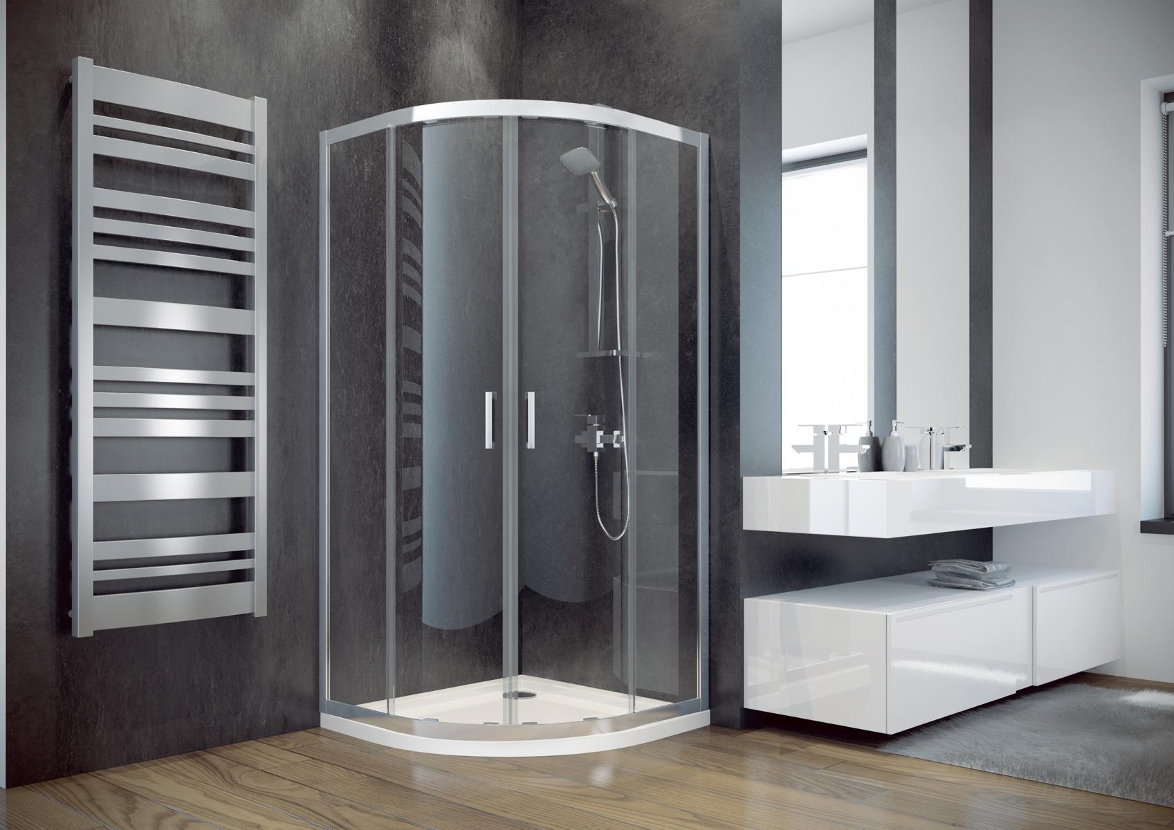Hochwertige Duschkabine Viertelkreis Eckdusche Duschabtrennung Glas Dusche