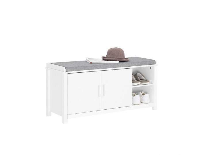 SoBuy Schuhbank Weiß, Holzwerkstoff, 105x51x35 cm, Garderobe, Schuhaufbewahrung, Schuhregale