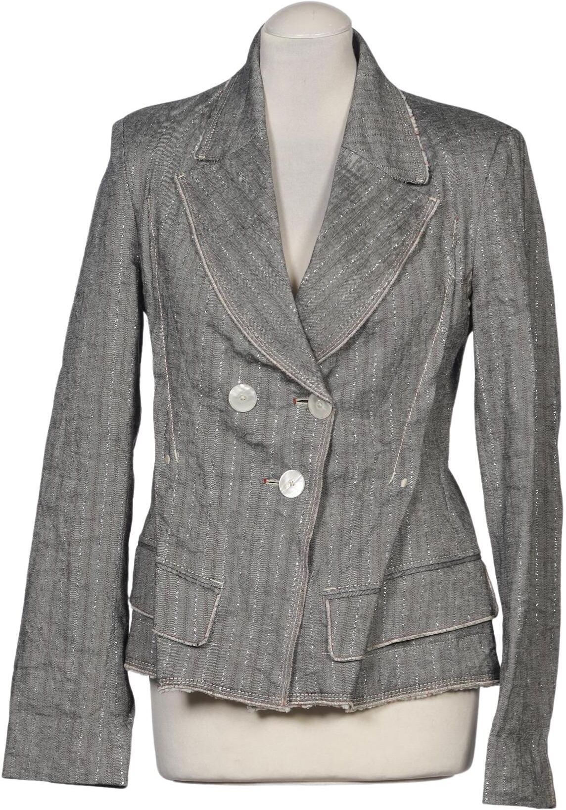 High Damen Blazer, Grau, Gr. EU 40, Leinen / Baumwolle / Hanf / Synthetik - Second Hand