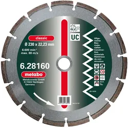 Metabo Diamant-Trennscheibe Ø125 x 22,23mm Abrasiv für Winkelschleifer WB W WF (628157000)