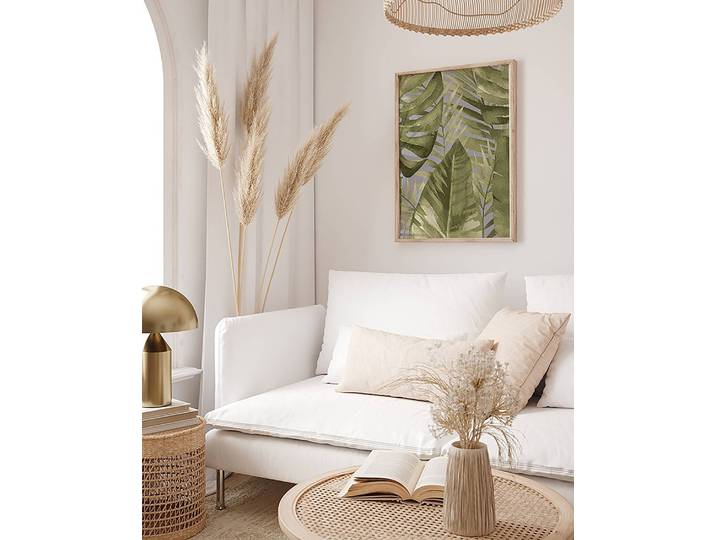 Bild Palm Banana Leaves Buche Massiv, lackiert Acrylglas Multicolor 42 x 52cm