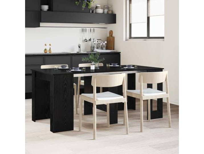 Molumvel Ausziehbarer Esstisch Schwarze Eiche, Rechtwinkliger Küchentisch Platzsparend klappbar, Robustes Holzwerkstoff-Design, Für Innenräume