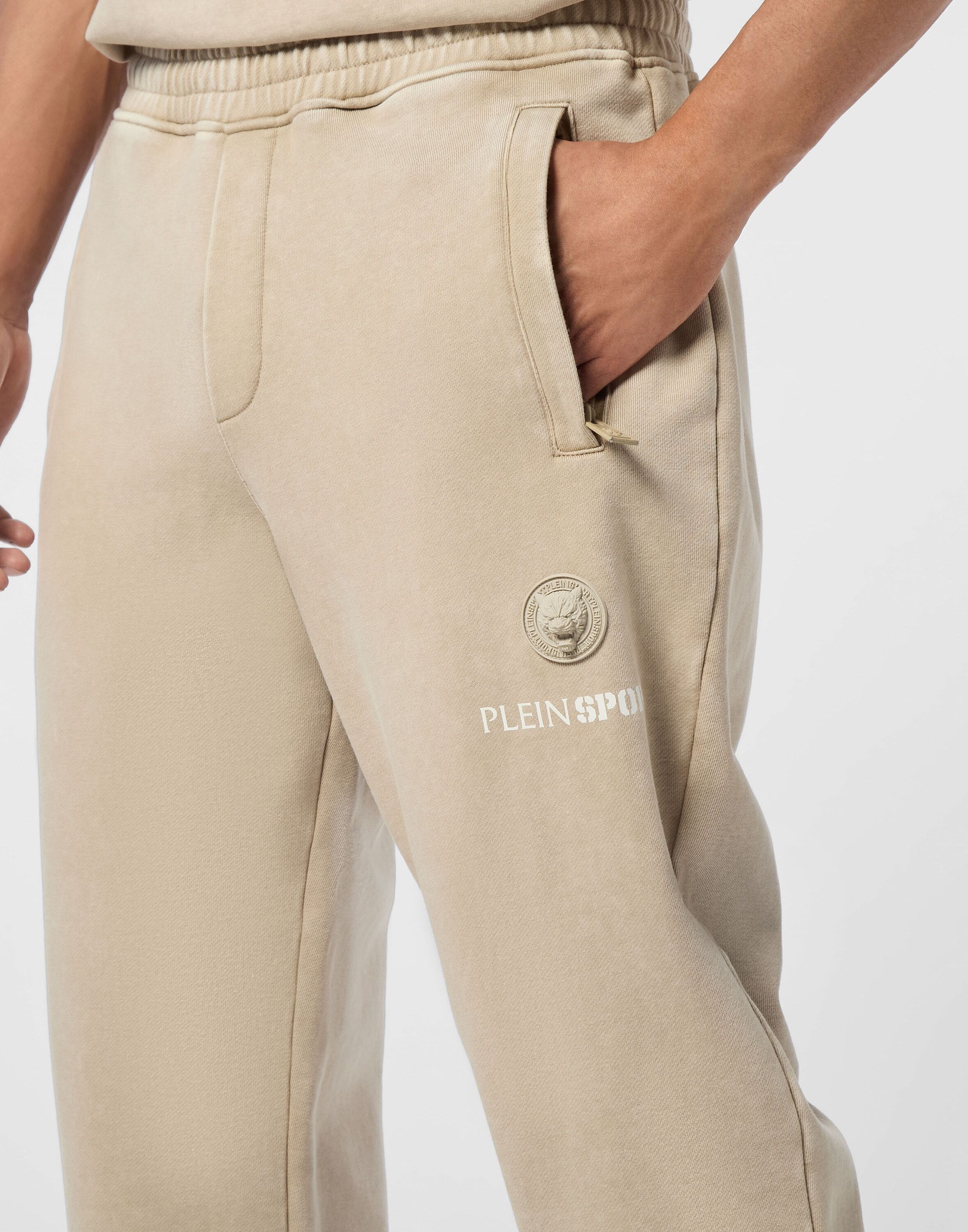 Jogginghose PLEIN SPORT "Jogginghose", Herren, Gr. M, US-Größen, beige (06, beige), Obermaterial: 100% Baumwolle, Hosen Jogginghose