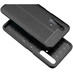 Screenguard Realme X50 5G Hülle Leather Design TPU Cover (Realme X50 5G), Smartphone Hülle, Schwarz