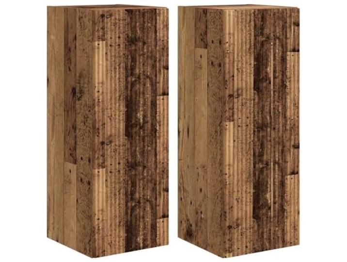 KTHLBRH TV-Schrank zur Wandmontage, 2 Stück, aus Holz, Altholz Minimalistisches Design, 90° drehbare Türen, Innenregale, Wandmontage, robuste Struktur