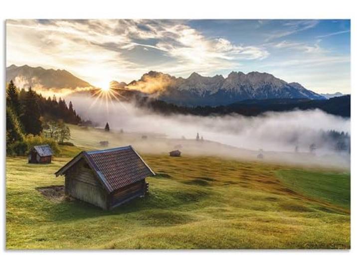 ARTland Wanddeko Wandbild Alu Verbundplatte für Innen & Outdoor Bild 120x80 cm Landschaftsbilder Bayern Berge Alpen Natur Allgäu Landhausstil U2EX
