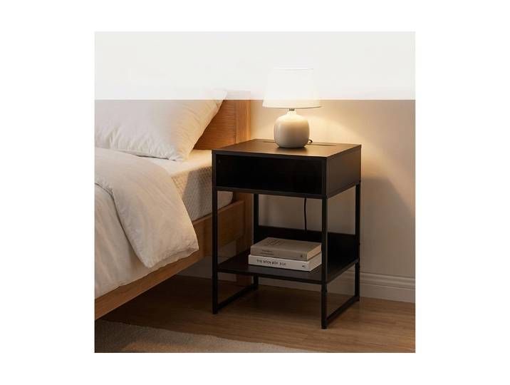 Nachttisch RELAXDAYS 40 x 40 cm , schwarz, B:40cm H:40cm T:30cm, Tische, Nachttisch