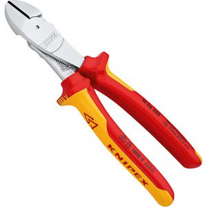 Knipex Seitenschneider 74 06 200, Kraft-Seitenschneider, 200 mm, verchromt, Mehrkomponentengriffe isoliert, VDE-geprüft