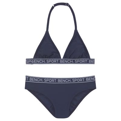 Triangel-Bikini BENCH. "Yva Kids", Mädchen, Gr. 122/128, N-Gr, blau (marine), Recycling-Polyamid, unifarben, Bikini-Sets Triangel-Bikini, in sportlichem Design und Farben