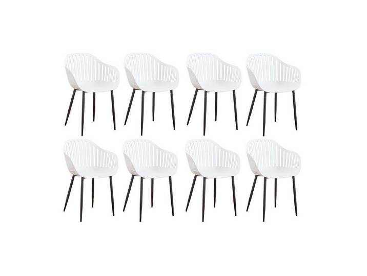 LuxusKollektion Esszimmerstuhl Esszimmerstuhl Armlehnen Rückenlehne Polypropylen 8er Weiß-bk 8er-Set