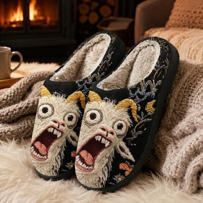 LightInthebox Men's Halloween Slippers, Fun Monster Design Indoor Shoes with Cozy Casual Style, Seasonal Home Footwear for Halloween Parties, Gifts and Relaxing at Home