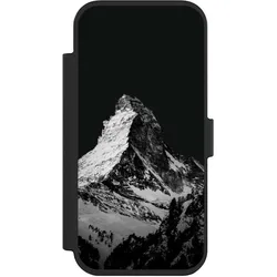 Nivocase Klapphülle für Apple iPhone Air Handyhülle aus Kunst Leder NIVOflip schwarz Alpspitze Berg Schnee (Apple iPhone Air), Smartphone Hülle, Schwarz