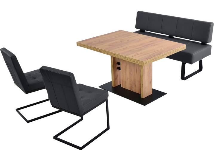 K+W Komfort & Wohnen Spider II Polsterbank Sitzsteppung, bequem durch Sandwichbauweise, Metallkufe in schwarz