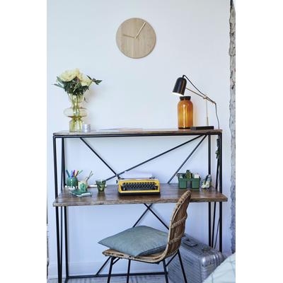Sekretär SIT "Sulmona aus Mangoholz mit Metallgestell", schwarz (schwarz, natur), B:120cm H:120cm, Sekretäre, Sekretär, Kompakter Sekretär mit Regal im minimalistischen Industrial-Design