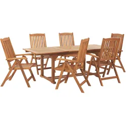 GARTENMÖBEL SET 6-Sitzer Akazienholz hellbraun Java